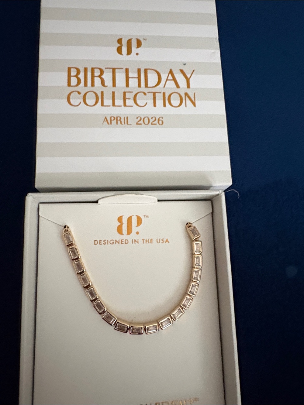 April 2026 Gold Link Bar Necklace - Birthday Collection